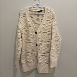 Women's White Knit Cardigan Sweater
